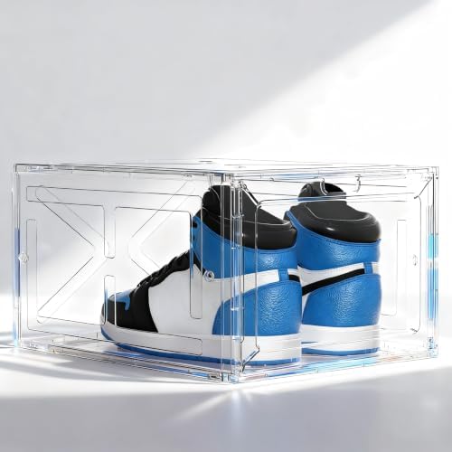 1 Pack Large Clear Shoe Box for Men’s Size 13 Sneakers, Stackable Drop-Front by Fraphil