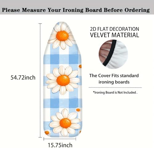 Nuxovilar Blue Gingham Daisies Ironing Board Cover 15x54 Polyester - Image 4