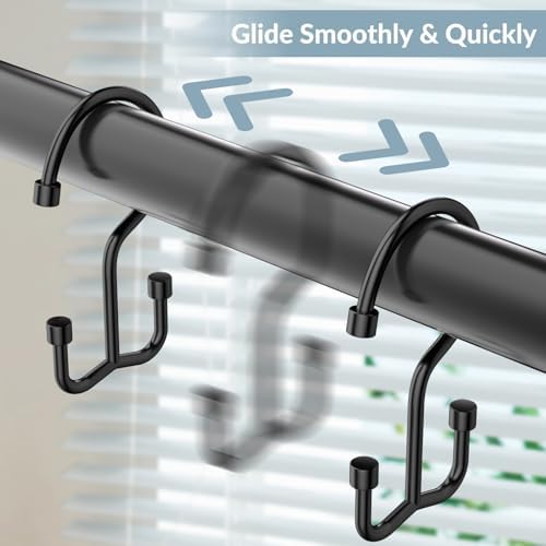 24 Pcs Shower Curtain Hooks, OEH Shower Curtain Rings, Durable Black Shower - Image 5