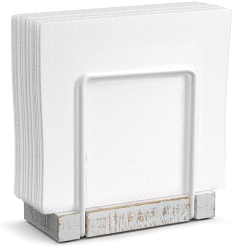 Wican Napkin Holder for Table, Wood Iron Standing Napkin Dispenser by Wican