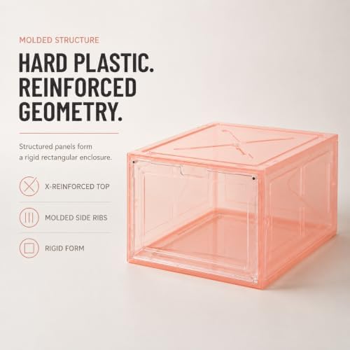 Stackable Clear Pink Shoe Boxes 6 Pack - Image 4
