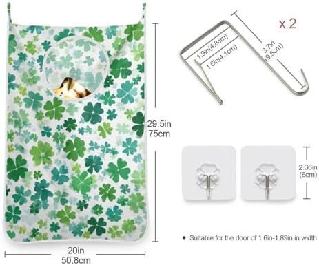 1PC Hanging Laundry Hamper Bag Over the Door Laundry Hamper Wall Hamper Large - Image 3
