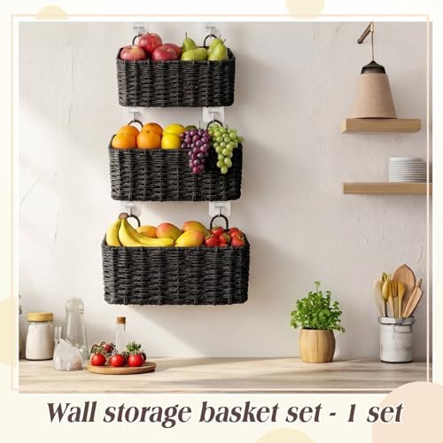 3 Pcs Wall Hanging Baskets, Paper Cord - Image 4