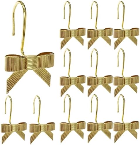 12 Pcs Shower Curtain Hooks, Decorative Bowknot Design, Rustproof Zinc Alloy by Toyosport