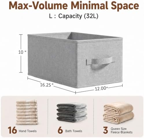 3-Pack Closet Storage Bins, Foldable Fabric Storage Baskets - Image 2