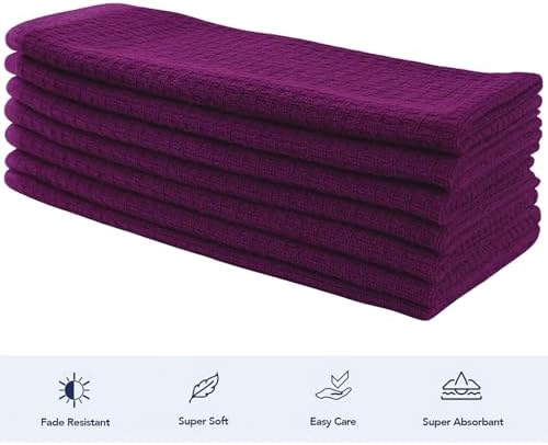 CRAFTSWORTH Cotton Kitchen Towels15 x 26" Solid Purple Kitchen Hand Towels - Image 3