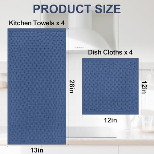 Homaxy 8 Pack 100% Cotton Kitchen Towels and Dishcloths Set - Image 4