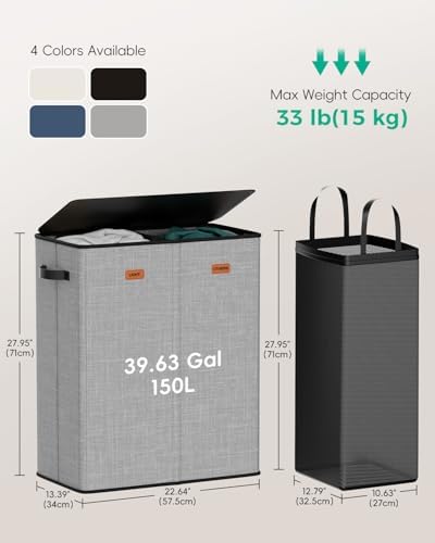 150L Dual-Compartment Laundry Hamper - Image 3