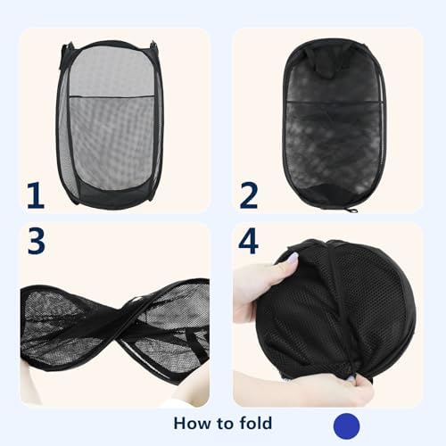 Pop Up Laundry Hamper, Mesh Laundry Basket Collapsible, Foldable Hamper - Image 3