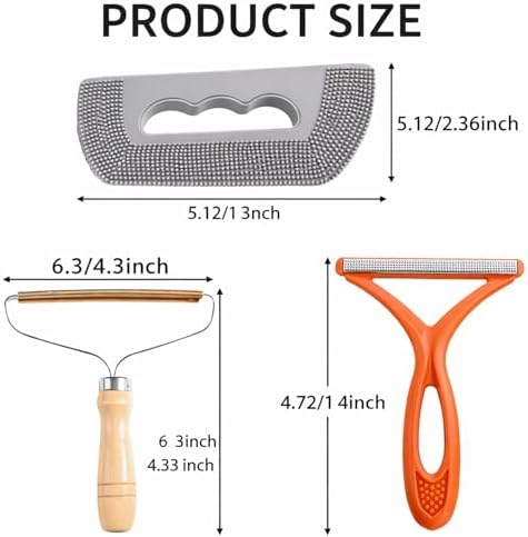 Pet Hair Remover 3-Pack, Dog & Cat Fur Removal Tool Set, Copper Carpet Scraper - Image 3