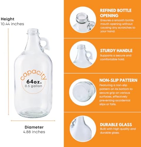 Fastrack Half-Gallon Glass Jug Set w/Polyseal Cap | Multipurpose Half Gallon Jug - Image 3