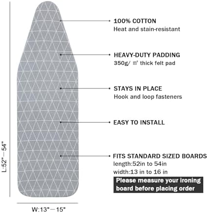 Ironing Board Cover and Pad Standard Size 15 x 54, 3 Pairs of Hook and Loop - Image 2