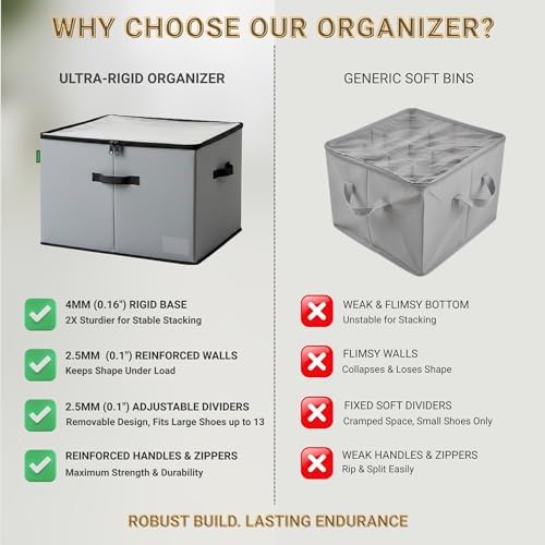 2 Pack Shoe Organizer for Closet, Foldable Fabric Shoe Storage Box - Image 6