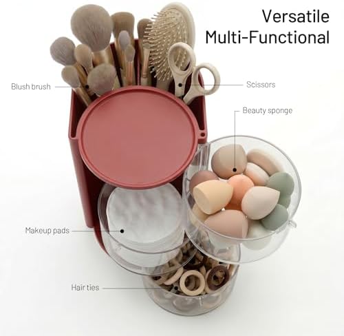 Qtip Holder, Vanity Makeup Brush holder, Sage Green Bathroom Canisters Dispenser - Image 4