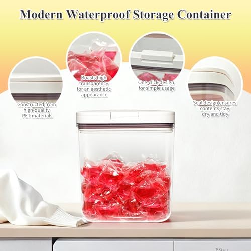 Gute Laundry Pod Holder with Lid, 67oz Sealed Pop-Up Dispenser - Image 2