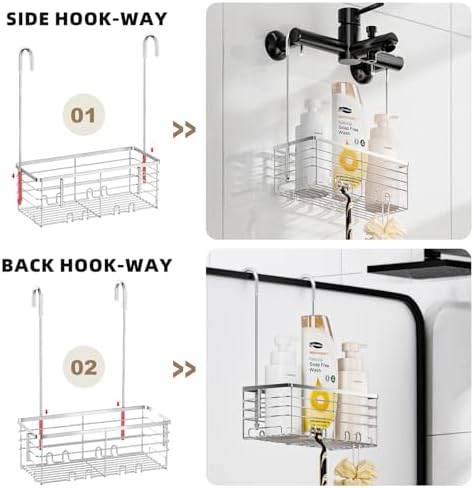 SHANSHUI Shower Hanging Caddy, Bathroom Shower Organizer Basket, Shampoo Bracket - Image 3