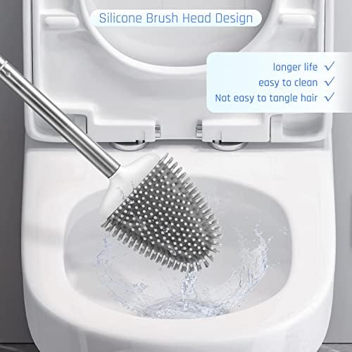 Sellemer Silicone Toilet Brush, Ventilation Slots Base Holder 3 Pack - Image 3