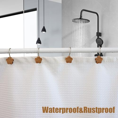 Shower Curtain Hooks, Wood Decorative Shower Curtain Rings, Modern Round Log - Image 6