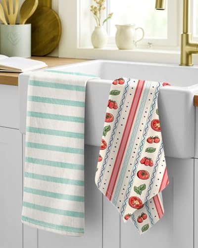 Miss Adola 2 Pack 150GSM Flour Sack Kitchen Towels, Stripe Fruit - Image 2