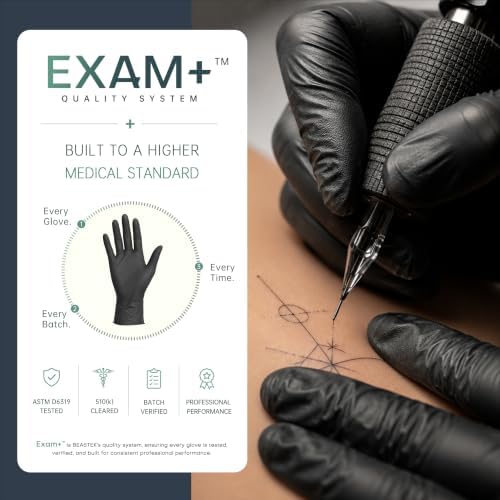 BEASTEK Black Nitrile Exam Gloves, 4 Mil, Powder-Free Food Prep Disposable - Image 4