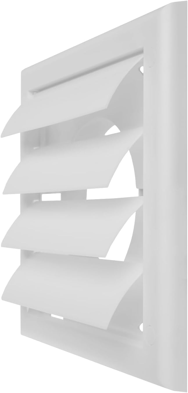 Repa Market 4 Inch Vent Cover - White Plastic Shutter Wall Vent Cover - Louvered Vent Cover for Outdoor - Hood Vent, Exhaust Vent for Bathroom, Kitchen, House HVAC Air Duct Vent Cover Outside