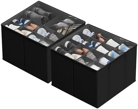 SUOCO 2 Pack Shoe Organizer for Closet, Fits up to 32 Pairs, Small Space Shoe by SUOCO