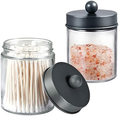 Amolliar Apothecary Jar Bathroom Storage Qtip Holder Glass - Image 2