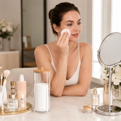 Acrylic Cotton Round Holder Pad Dispenser Makeup Remover Container - Image 3