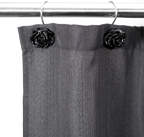 Black Rose Shower Curtain Hooks: Cute Flower Bathroom Curtain Rings - Image 5