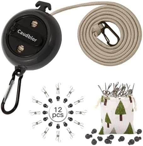 Portable Travel Clothesline Cord, Caudblor Adjustable 33ft Camping Clothes line by Caudblor