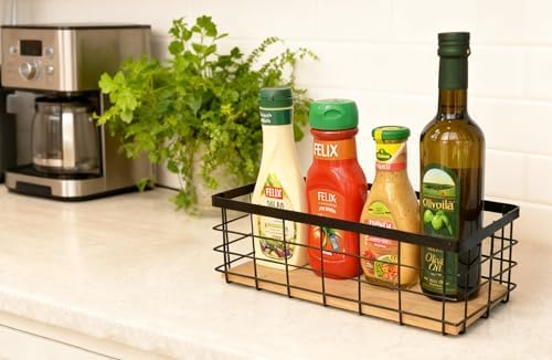 ShabbyDecor Detachable Wood Base Wire Basket tabletop or wall mount - Image 7