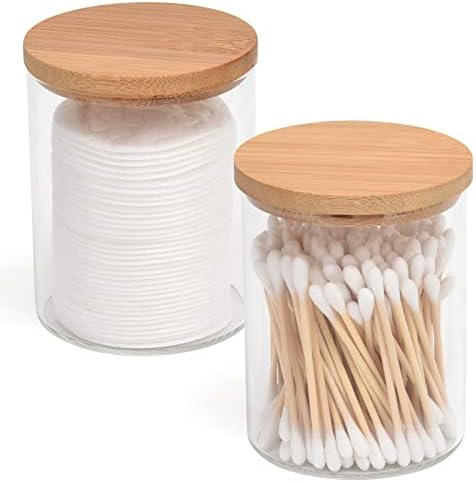 BKYFPQ 2 Pack Glass Qtip Holder Dispenser by BKYFPQ