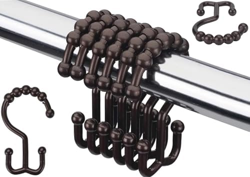 Resze 12 PCS Black Plastic Double Shower Curtain Hooks, Shower Curtain Liner by Resze
