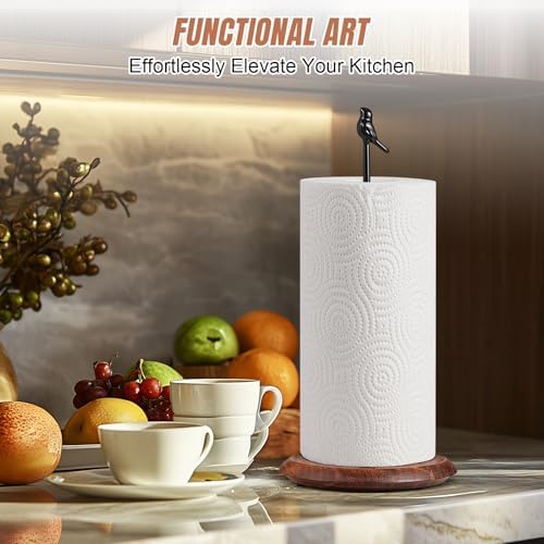 Wooden Paper Towel Holder countertop, Stylish Bird Shaped, Solid Wood Base&Iron - Image 4