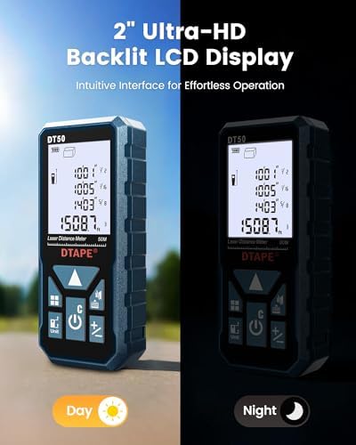 DTAPE DT50/100 Laser Measuring Tool, 1/16" High-Accuracy Laser Tape Measure - Image 6
