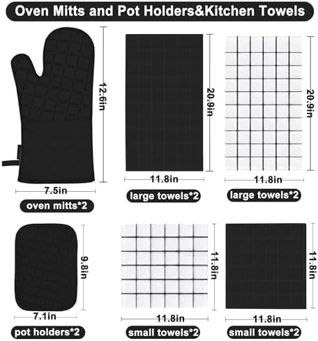Oven Mitts Kitchen Towels and Dishcloths Pot Holders Sets, Oven Gloves Kitchen - Image 2