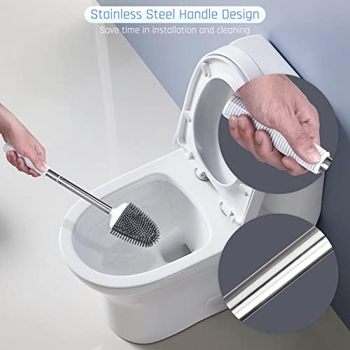 Sellemer Silicone Toilet Brush, Ventilation Slots Base Holder 2 Pack - Image 4