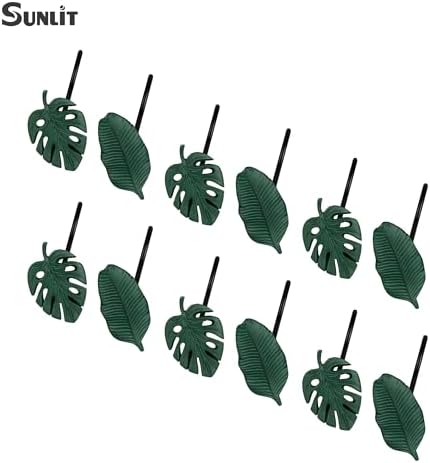 Tropical Leaf Decorative Shower Curtain Hooks, Monstera Deliciosa Strelitzia - Image 3