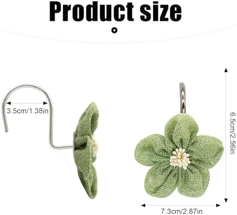 Flower Decorative Shower Curtain Hooks, Stylish Fabric Flower Shower Curtain - Image 2