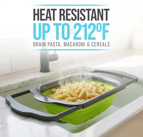 Comfify Green XL Collapsible Silicone Over Sink Colander – 6 Quart - Image 7