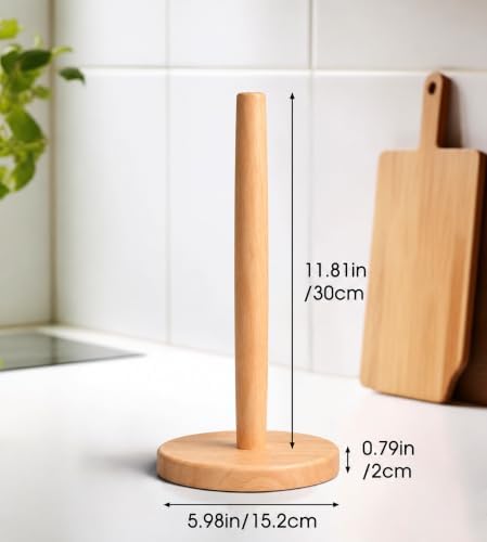 Wooden Paper Towel Holder for Countertop, Solid Beech Wood Stand - Image 4