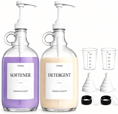 2 Pack Glass Laundry Detergent Dispensers, 64 oz Half Gallon Bottles by TTDMKprovidesyouwithqualit