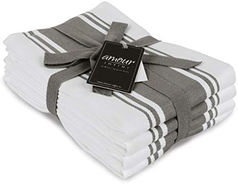 AMOUR INFINI Kitchen Towels 100% Cotton Pack of 4, Highly Absorbent Quick by AmourInfini