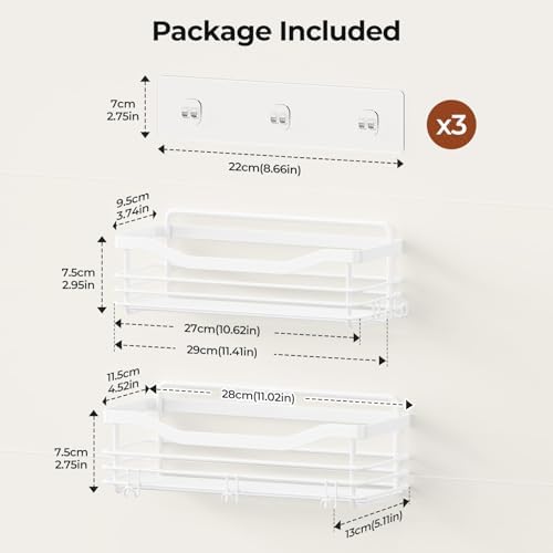 Orimade Shower Caddy Basket Shelf Storage Rack, No Drilling Wall Mounted - Image 2