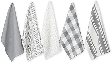 DII Basic Kitchen Large Cotton Dishtowel Set of 5 by DII