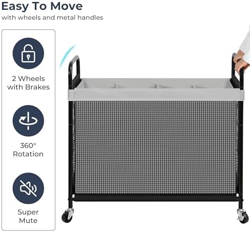 STO STO Laundry Hamper 4 Section, 140L Rolling Laundry Sorter Cart - Image 7