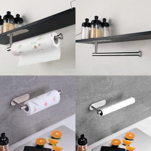 Paper Towel Holder with 2 Hooks-Under Cabinet Paper Towel Holder - Image 2