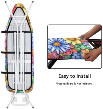 Boho Floral Print Ironing Board Cover and Pad 15x54 Inch Standard Ironing Board - Image 4
