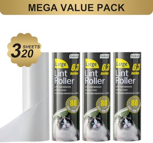 Fedicelly Large Lint Rollers Pet Hair Extra Sticky Refills, Mega Value Set 6.3 - Image 2