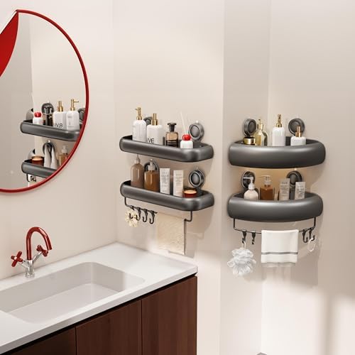 CICUFY Shower Caddy Suction Cup, 2 Pack No Drilling Corner Shower Shelves - Image 3